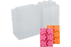 EUPNHY Wax Melt Containers-6 Cavity Clear Empty Plastic Wax Melt Molds-25 Packs Pentacle Shape Clamshells for Tarts Wax Melts.