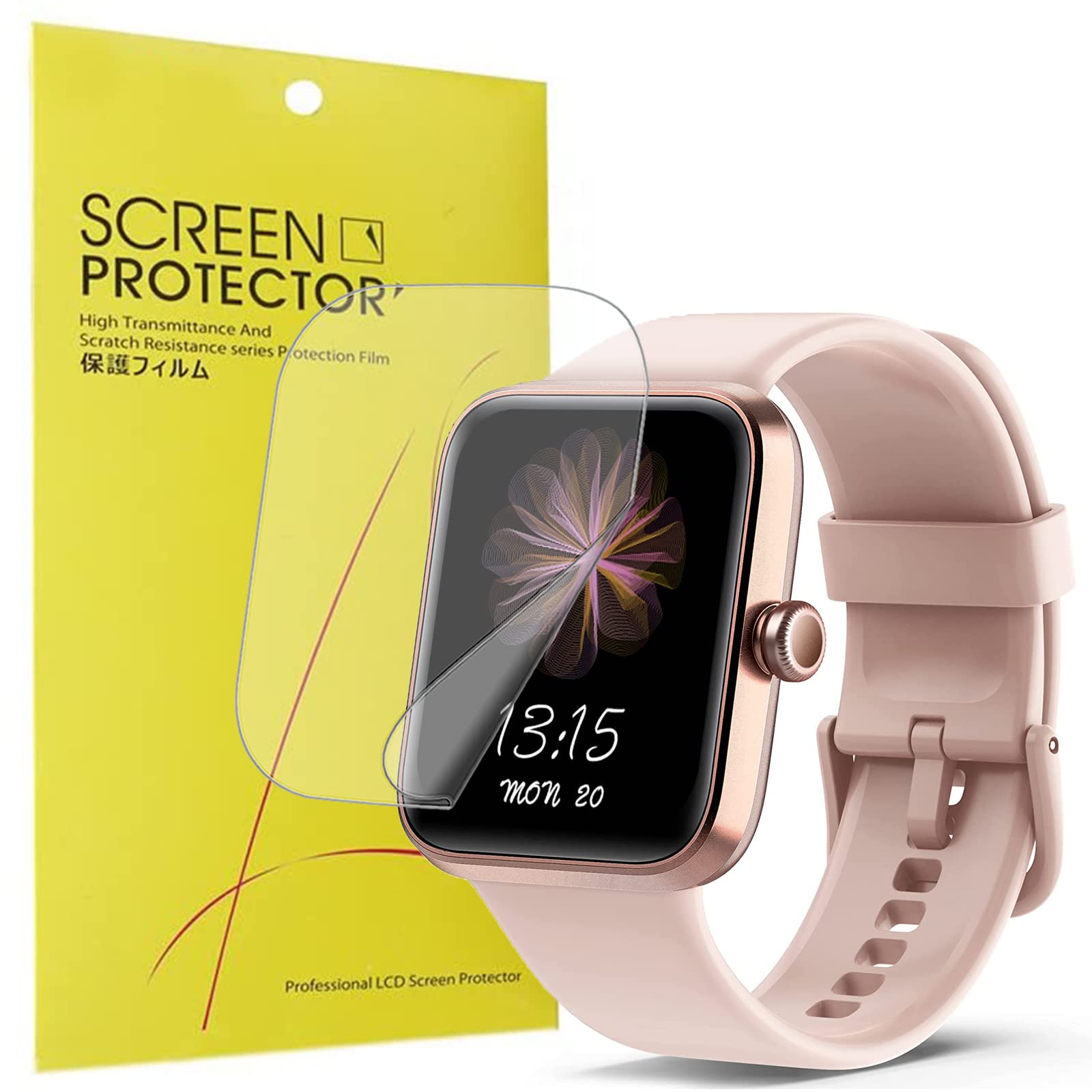 Compatible for Tensky Smartwatch Screen Protector, onetuo [6 Pack] Full Coverage TPU Clear Film Compatible for Tensky TK01 Smartwatch 1.5 inch (6 Pack)