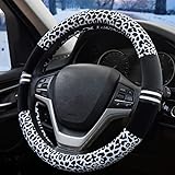 XCBYT Black Fluffy Steering Wheel Covers - Leopard Print Winter Fur Plush Soft Fuzzy Steering Wheel Cover 15 Inch for Women G