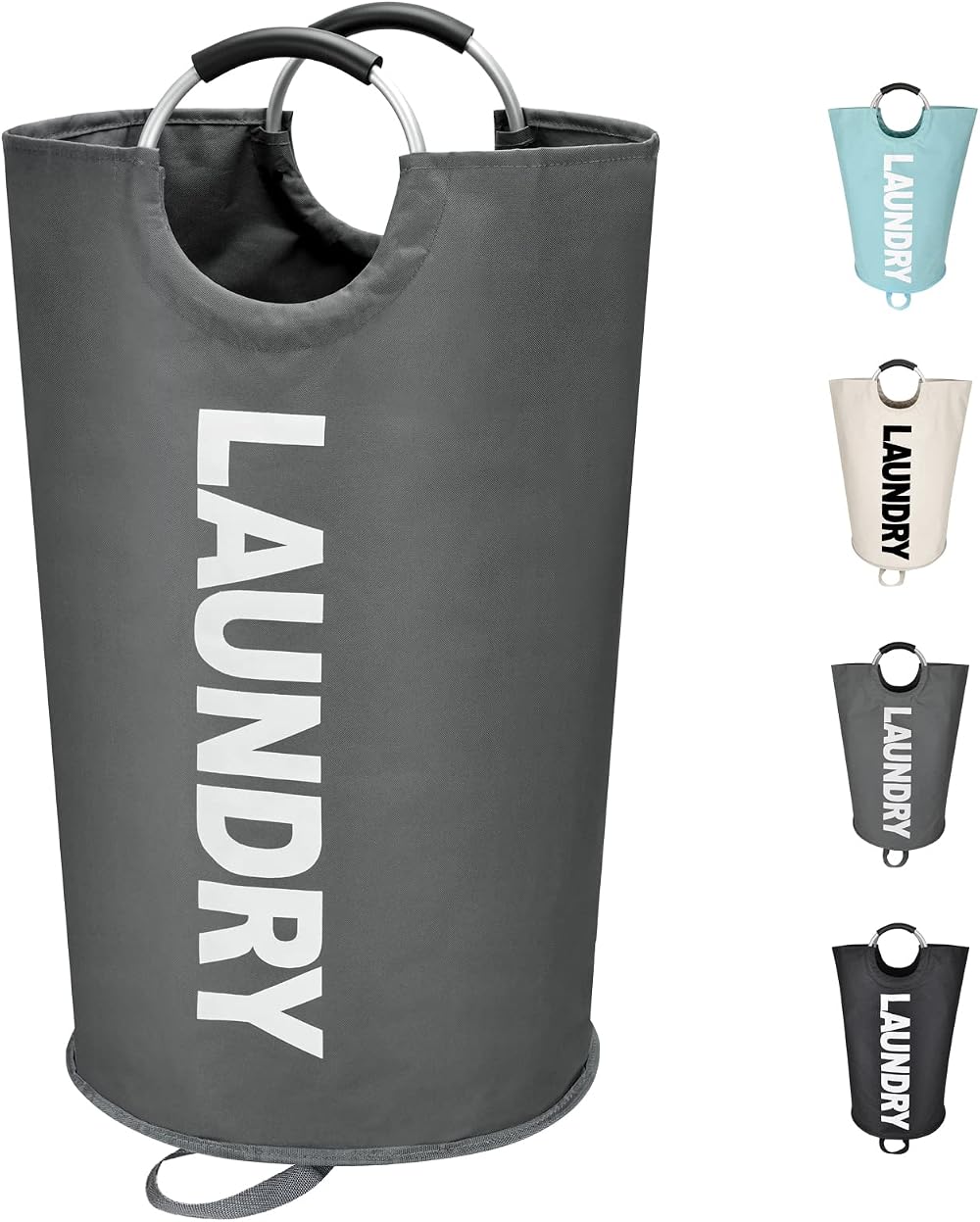 Maxsilan 90L Large Laundry Basket Freestanding Collapsible Hamper Dark Grey