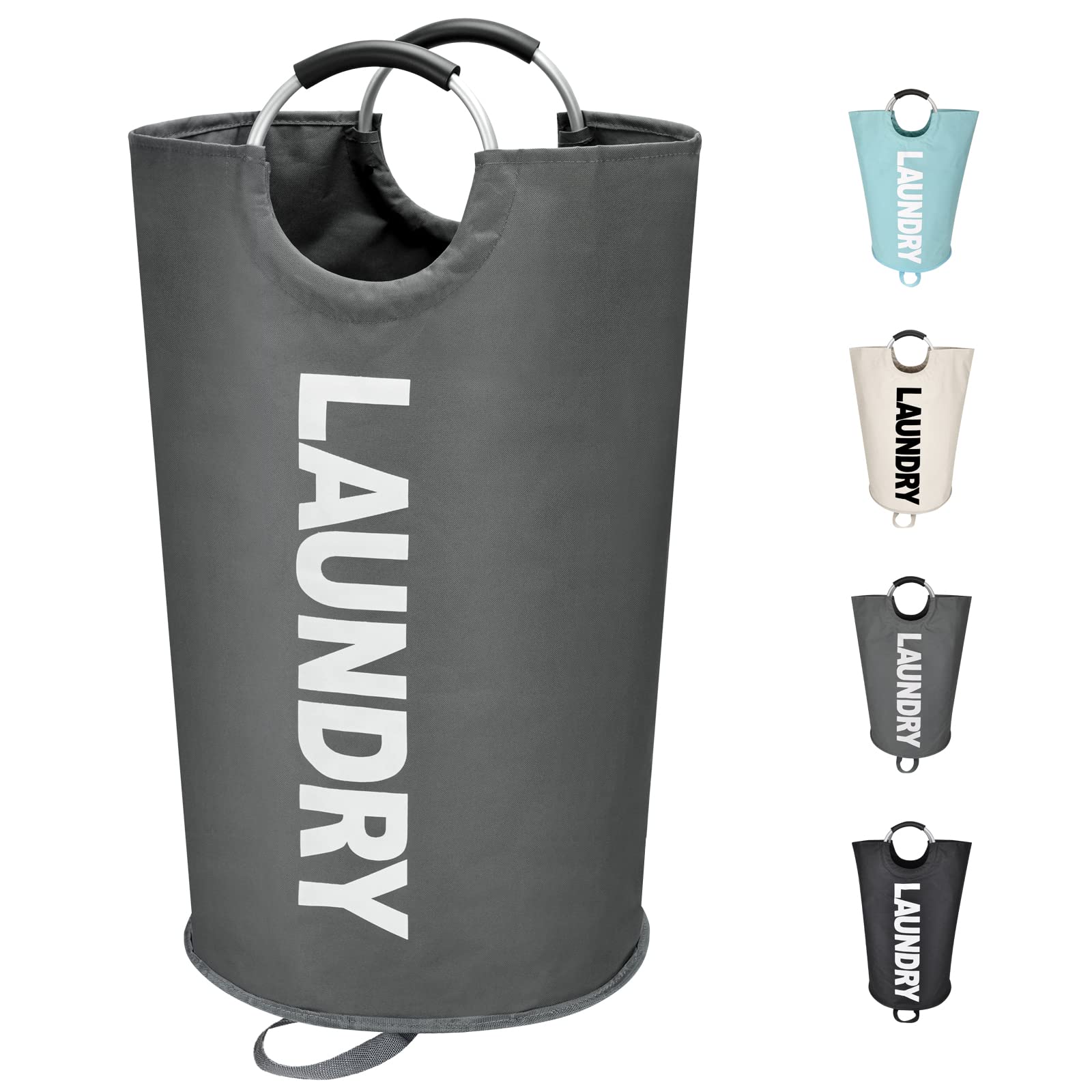 Maxsilan 125L X-Large Laundry Basket, Freestanding Tall Clothes Hamper, Collapsible Laundry Bag, Dark Grey