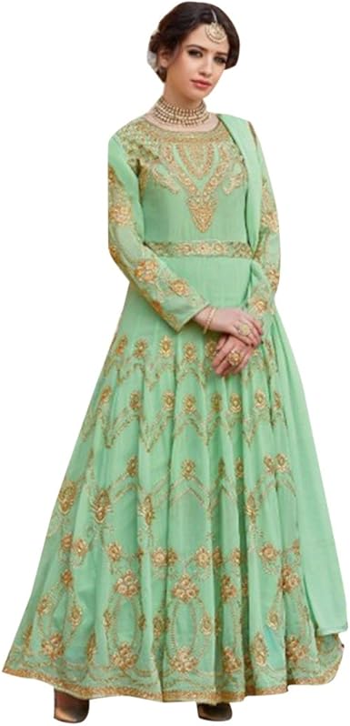 pastel green anarkali