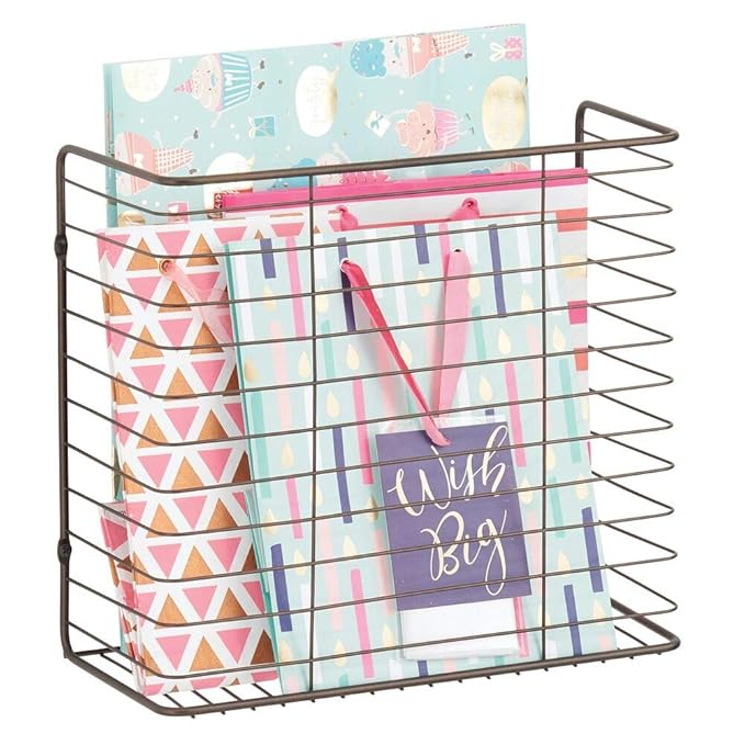 bronzefarben Taschen Aufbewahrung aus Metalldraht wandmontierter