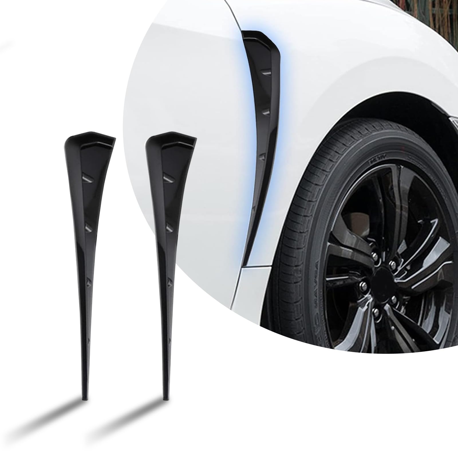Photo 1 of 2 PCS Car Fender Side Vents, ABS Carbon Fiber Spoiler, Fender Decorative Stickers, Universal for Most Cars, Trucks, SUVs (Black)