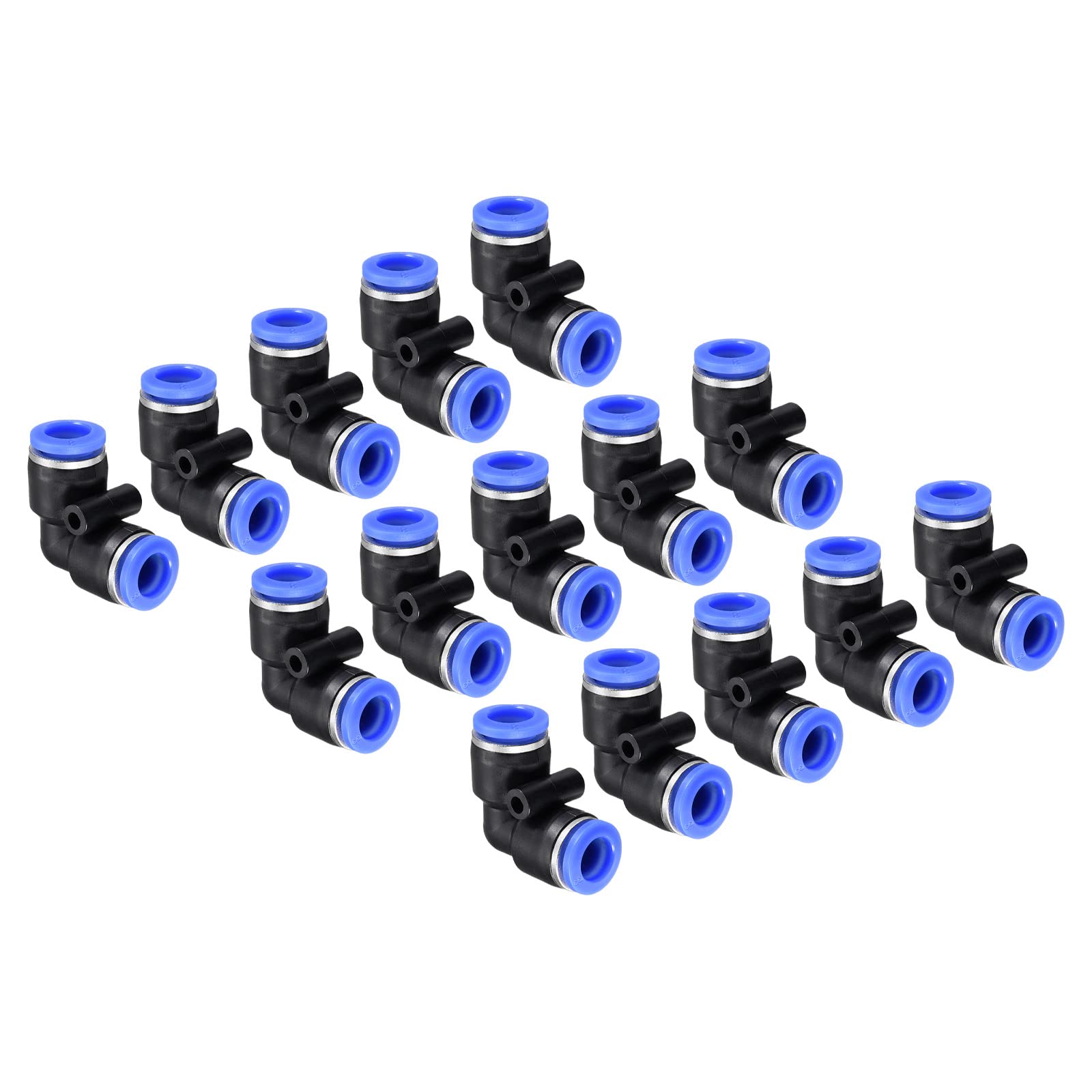 M METERXITY 15 Pack Elbow Push to Connect Tube Fitting - Pneumatic Air Push Quick Connect, Apply to Pipe Connection (8mm OD, Blue)