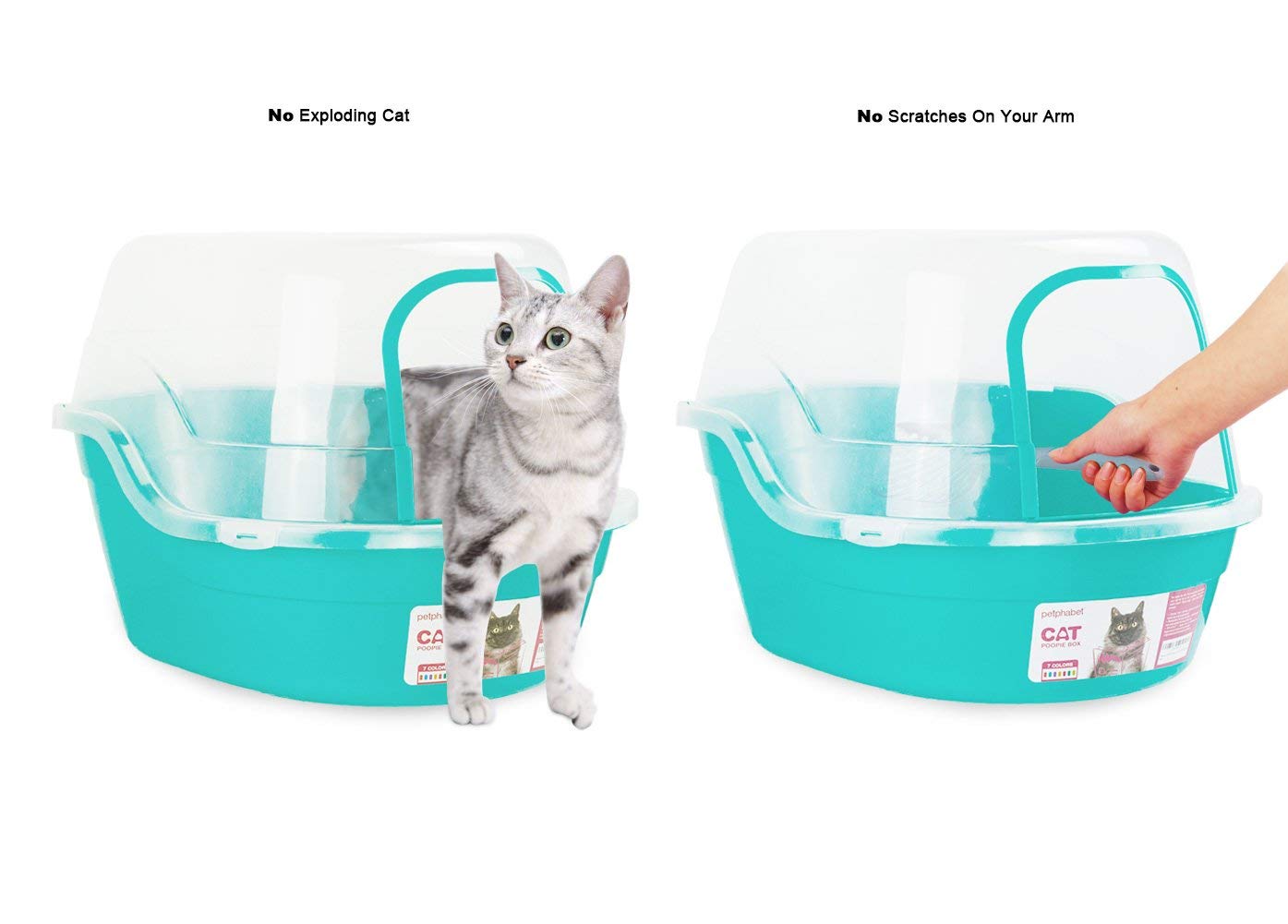 Petphabet Covered Litter Box, Jumbo Hooded Cat Litter Box Holds Up to