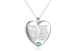 YFN Sterling Silver Always Remember You are Braver Than You Believe Jewelry Pendant Necklace Inspirational Gifts