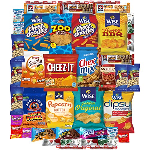 Super Crackers Chips Cookies Candy Care Package Bulk Sampler (40 Count)