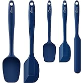 HOTEC Food Grade Silicone Rubber Spatula Set Kitchen Utensils for Baking, Cooking, and Mixing High Heat Resistant Non Stick D