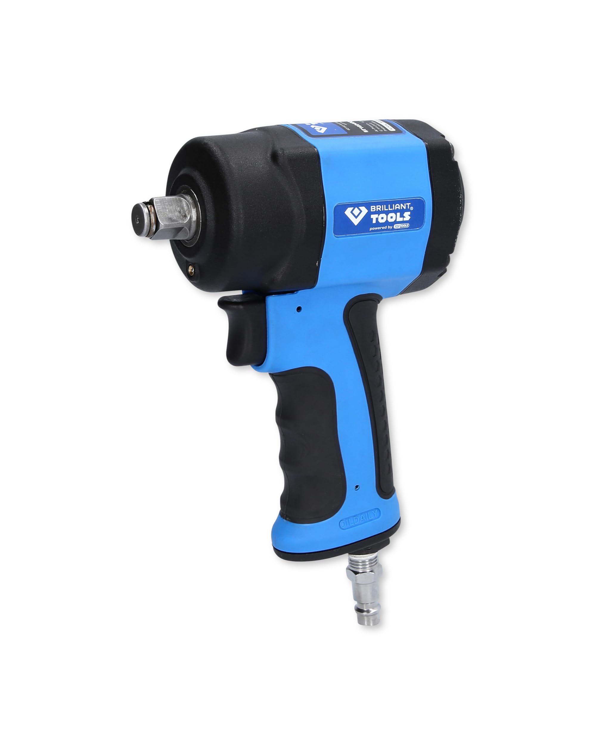 BRILLIANT TOOLS Mini Impact Wrench Compressed Air 1/2 Inch BT160400 1,240 Nm I Compressed Air Impact Wrench Adjustable in 3 Levels I High Performance Double Hammer Impact Mechanism