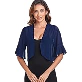 Shrugs for Women Chiffon Bolero Shrug Short Sleeve Open Front Summer Cropped Cardigan for Dresses