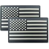 QQSD Black US American Flag Patch USA Tactical Military Patch - PVC Hook and Loop Fastener Patch, 2 Pack