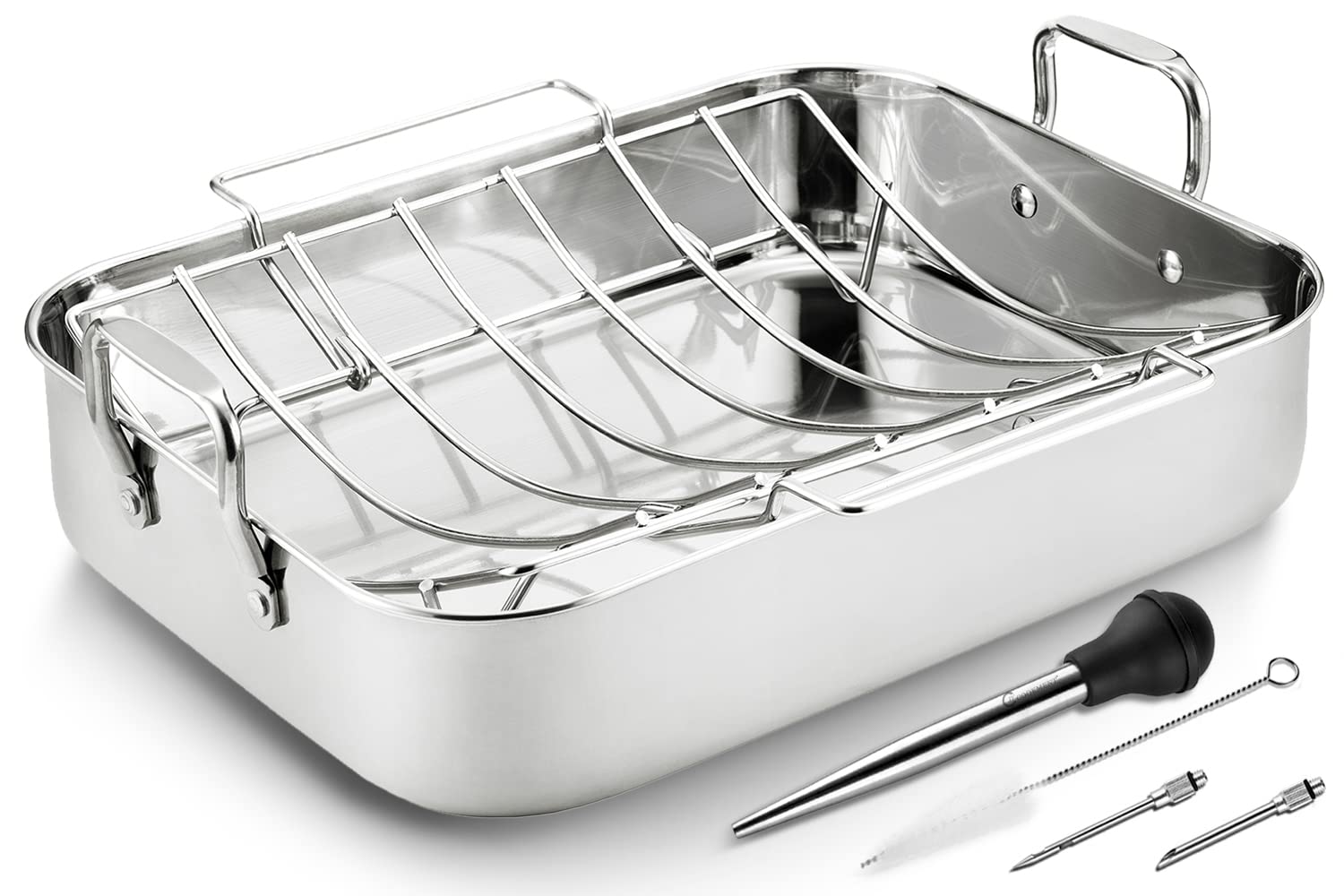 JY COOKMENT Roasting Pan with Baking Rack, 16.5