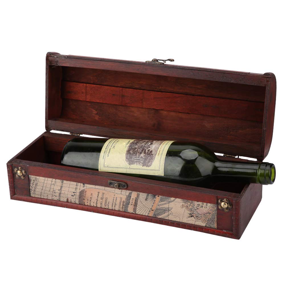 TOPINCN No Odor Vintage Single Bottle Wine Box, Wooden Wine Storage Box, Wood Wine Box Delicate Gift Storing Displaying for Wine Enthusiast