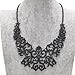 Fashion Single Chain Big Copy CCB Resin Simulated Pearl Bib Collar Choker Statement Necklace (Black Flower)
