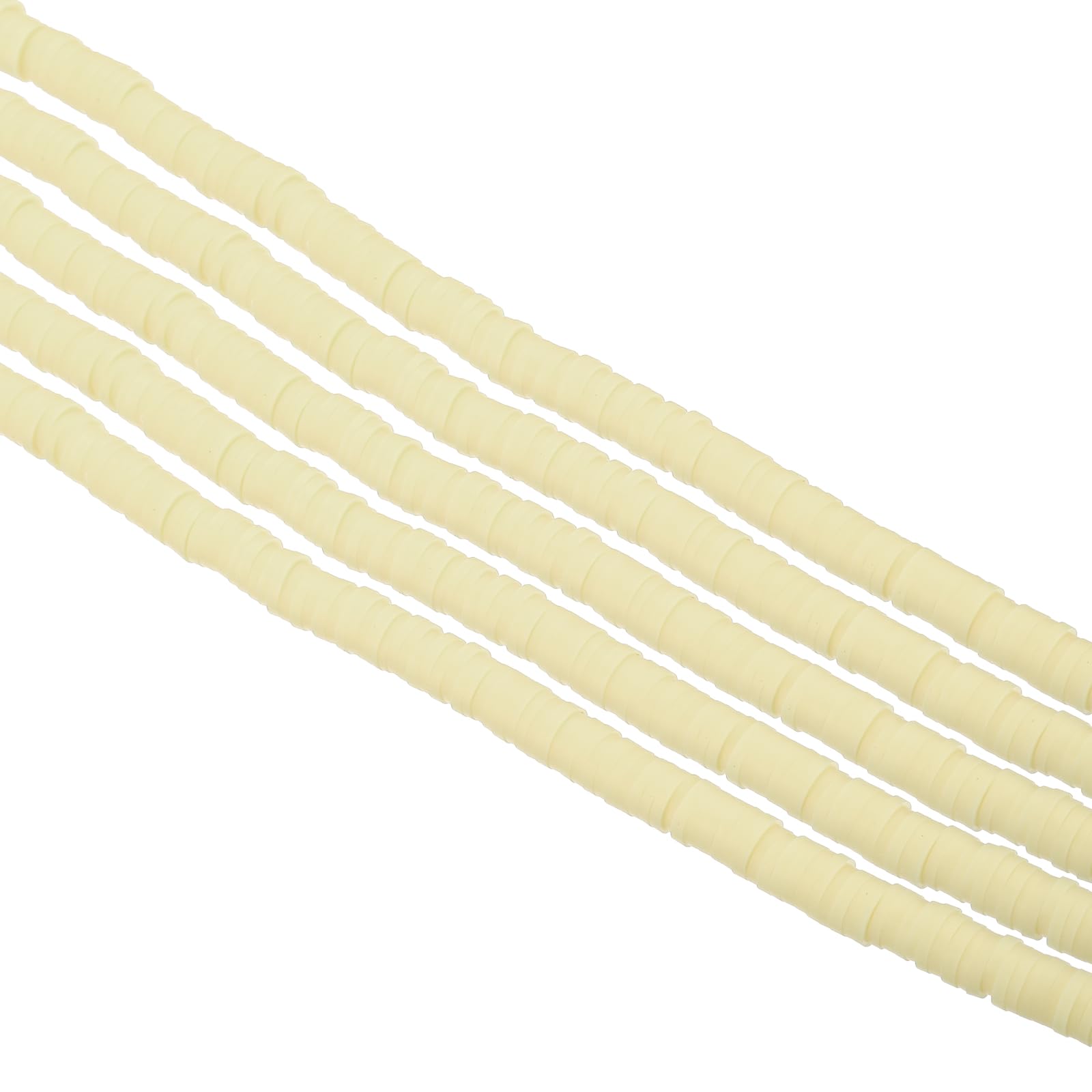 PATIKIL 6mm Polymer Clay Beads Spacer, 1750Pcs 5 Strands Round Flat Handmade Bead Spacer for Craft Home Decor Chain Bracelets Jewelry Making, Beige — image 1