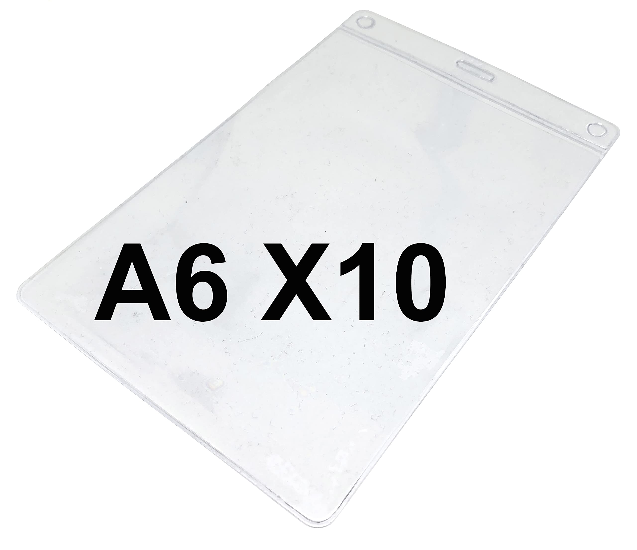 A6 Vertical Extra Large Portrait Clear ID Badge Card Holders Plastic Pocket Pass Holders Insert Size 152 x 108mm (Pack 10) for Work, A6 ID Badge Holder PCL Media Ltd