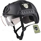 ATAIRSOFT PJ Type Tactical Multifunctional Fast Helmet with Visor Goggles Version Black