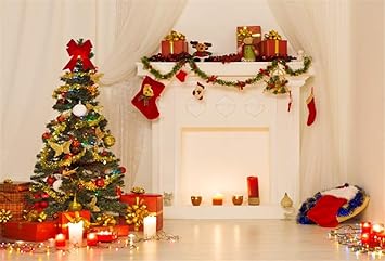 Sfondi Fotografici Natalizi.Yongfoto 3x2m Vinile Fondali Fotografici Natale Decorazione D Interni Albero Di Natale Camino Regali Di Calza Sfondi Foto Partito Studio Fotografico Puntelli Amazon It Elettronica