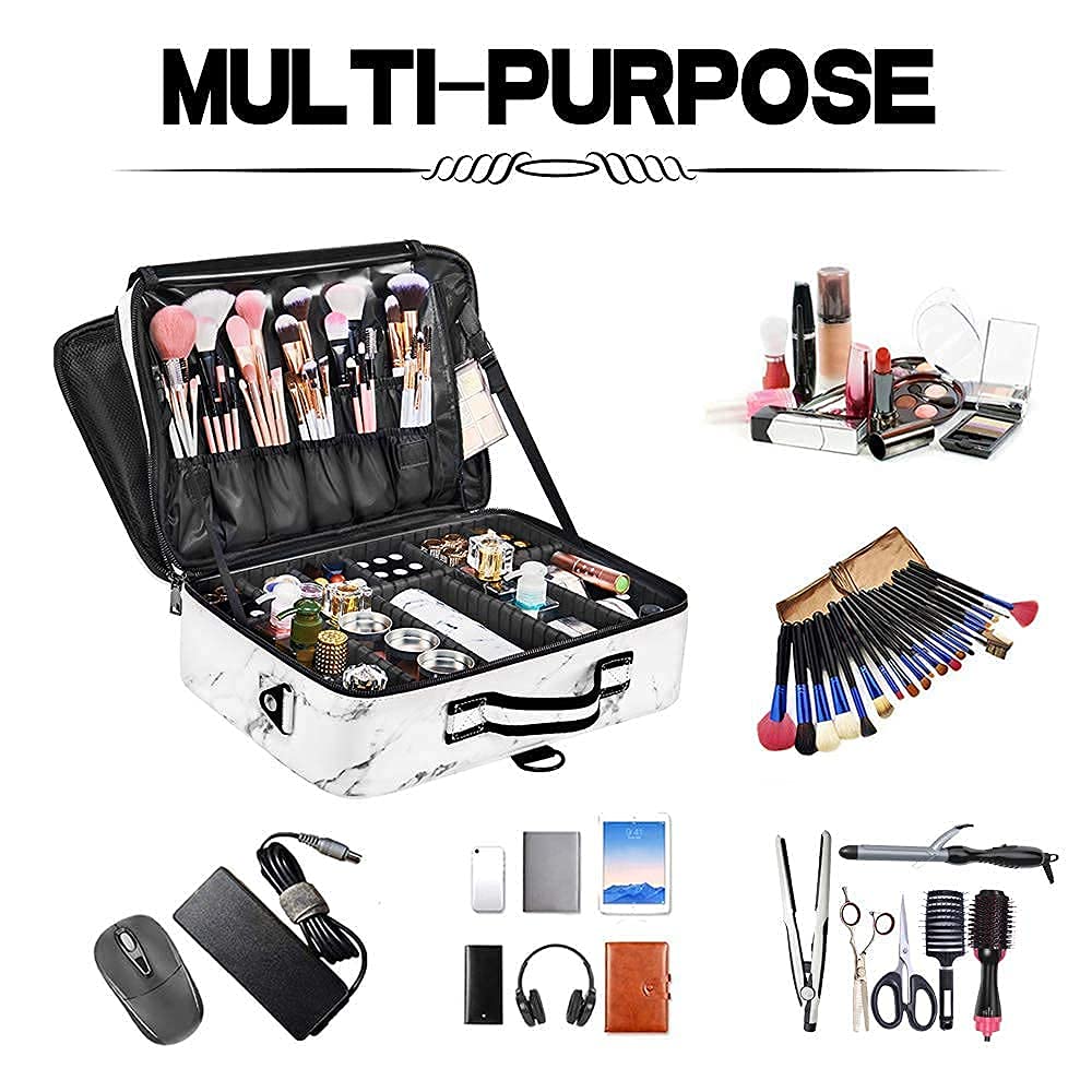 gzcz PU Leather Travel Makeup Case 16.2