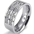 Jude Jewelers Stainless Steel Half Eternity Wedding Band Anniversary Statement Ring