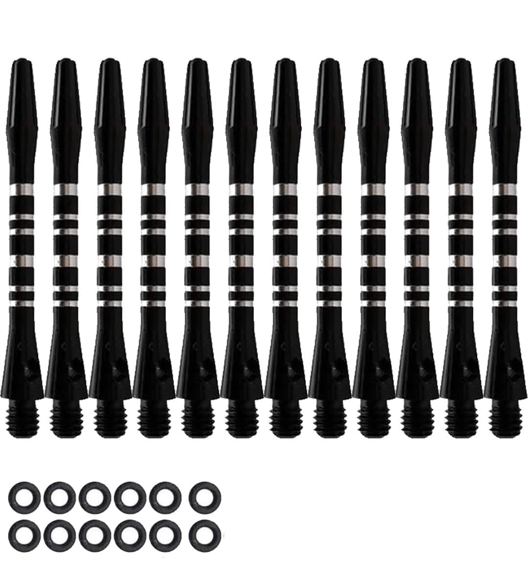 HERZWILD 12 x Dart Shafts Black Dart Shafts Dart Rubber Ring (1212)