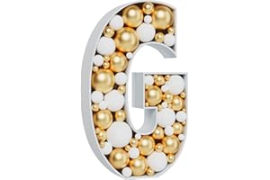 MEYSIMOON 3FT Large Marquee Letters Mosaic Balloon Frame Pre-cut Foam Board Marquee Light Up Letters G for Birthday Party Decorations,Wedding,Baby Shower DIY Party Supplies (Letter G)