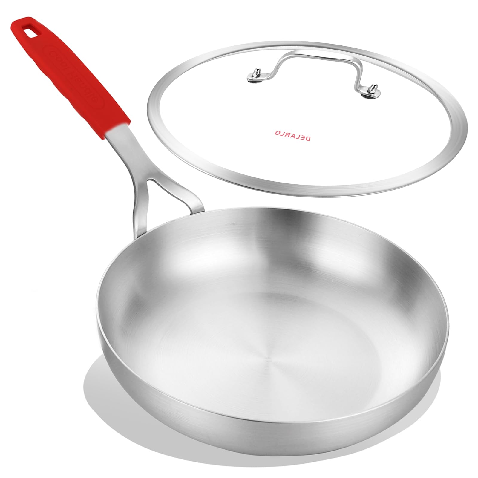 Photo 1 of (missing handle) DELARLO Tri-Ply Stainless Steel 8 inch Frying Pan With Lid, Oven Safe Induction Skillet, Suitable for All Stoves