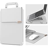 Nillkin Upgraded 15-16 Inch Laptop Sleeve Case for MacBook/Dell/HP/Lenovo/Asus, Unique Slim Travel Computer Bag with Adjustable Stand & Mouse Pad, Magnetic Handle, PU Leather, Gray