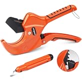 HORUSDY 2-1/2" Ratchet PVC Pipe Cutter for PEX,PVC,PPR and Plastic Hoses, SK5 Steel Blades Ratcheting Pipe Cutter Tool for Home Repairs and Plumbers