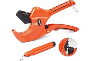 HORUSDY 2-1/2" Ratchet PVC Pipe Cutter for PEX,PVC,PPR and Plastic Hoses, SK5 Steel Blades Ratcheting Pipe Cutter Tool for Home Repairs and Plumbers