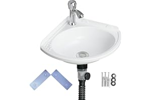 Small Bathroom Sink Wall Mount Bathroom Corner Sink, Triangular wash basin No-Drill Installation Self-Adhesive 12 x 12 Inch w