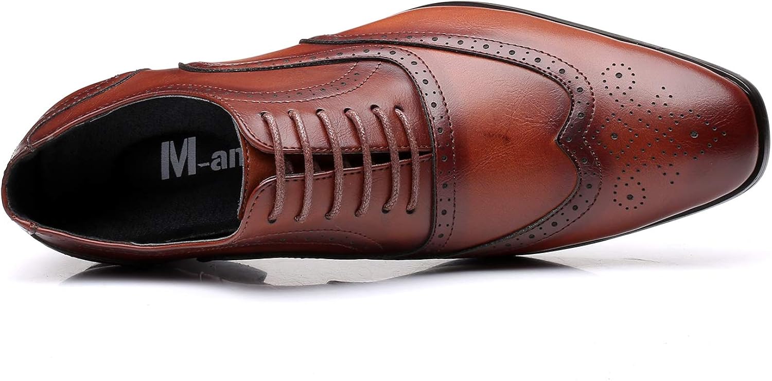 Jumuland Mens Business Leather Dress Shoes Classic Modern Pointed Toe Lace up Oxford for Men