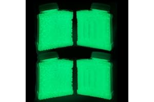 ALKISTA Glow in The Dark Gel Ball Blaster Ammo, 4 Bottles 7mm-8mm Gel Water Beads Splatter Balls Refill, Compatible with Gel Blaster and Orbeez Gun (4 Bottles, with Nozzle&Drain Bag)