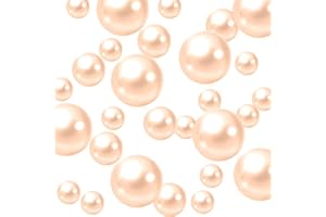 Luerbi Light Champagne Vase Filler | 150PCS Pearls Bead for Centerpieces Vases | 8/14/20 mm No Hole Beads, Fake Pearls for Wedding Birthday Theme Party Table Centerpieces Decor