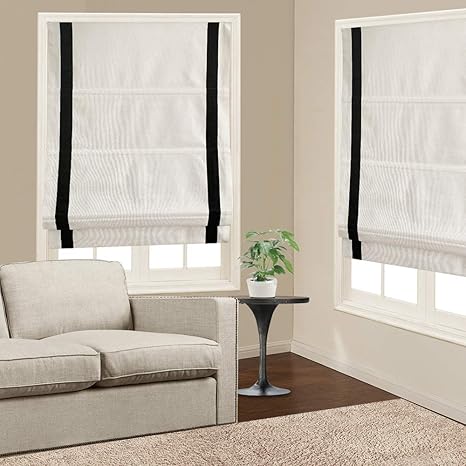Amazon Com Roman Shades Window Blinds White Black Premium Blackout Roman Window Shades Custom Washable Fabric Roman Shades For Windows Doors French Doors Kitchen Windows 1 Piece Home Kitchen
