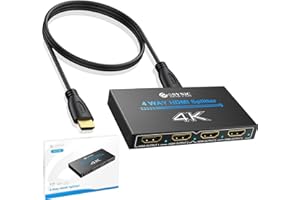 eSynic Portable HDMI Splitter 1 in 4 Out [Only Mirror Mode-No Extend Mode]4K@30HZ 4 Way HDMI Splitter HDCP 1.4 Hdcp Bypass Sp