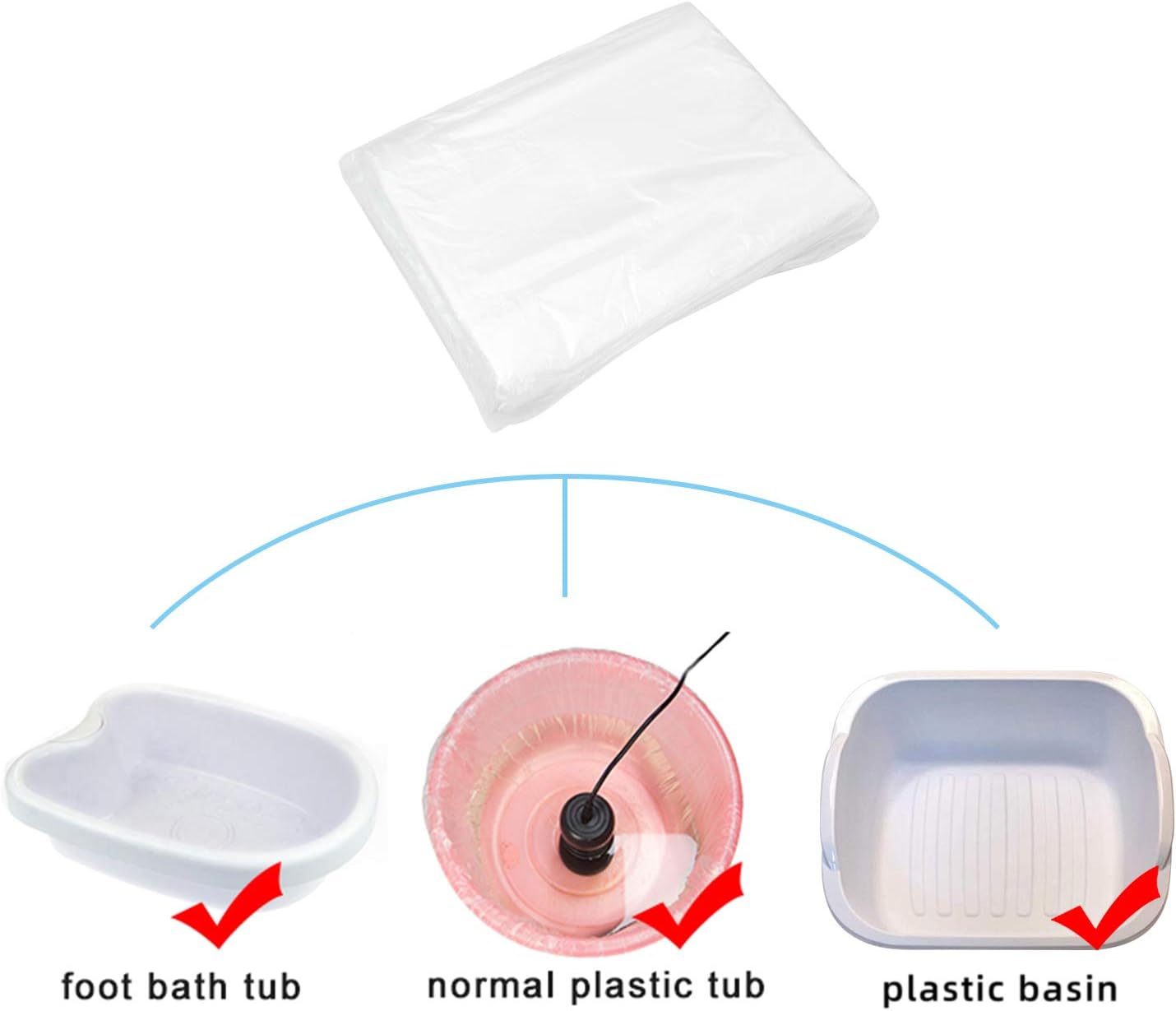 100 pcs Foot Basin Liners for Ionic Detox Foot Tub , Disposable Large Foot Tub Liners Plastic Foot Liners for Basin: Health & Personal Care