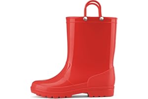 HISEA Kids Rain Boots for Toddler Boys Girls, Waterproof Rubber Boots with Easy-On Handles, Seamless PVC Rainboots Lightweight Mud Shoes for Water Beach Outdoor Playing (Toddler/Little Kid/Big Kid)