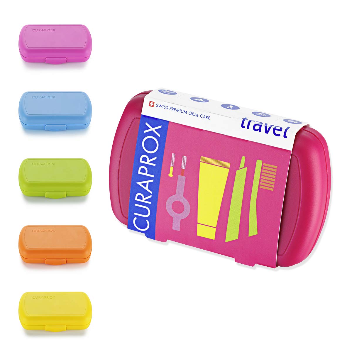 Curaprox Travel-Set. Set Includes Travel Toothbrush CS 5460, 10ml Be You Toothpaste, Interdental Brush CPS Prime 07, CPS Prime 09. Available in six Colours/Flavours.