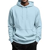 Men Fleece Hoodie Long Sleeve Hooded Drawstring Sweatshirt Fall Winter Fashion Solid Basic Pullover Tops