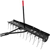 Suchtale 48 Inch Tow Behind Lawn Dethatcher with 24 Spring Tines | 48 Inch working width with 24 spring steel tines and a 70 lb ballast platform for efficient thatch removal on large lawns.