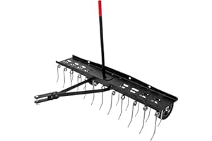 Suchtale 48inch Tow Behind Dethatcher with 24 Spring Steel Tines,Lawn Sweeper Garden Grass Tractor Rake Removes Thatch from Large Lawns, Riding Lawn Mower Attachments for Outdoor Yard Tools Lawn Care