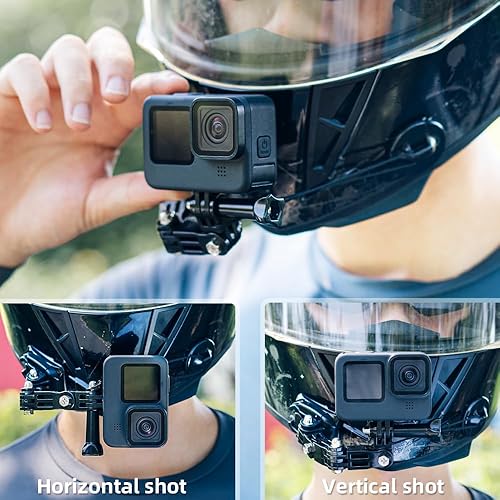 Kit Montaggio Casco Moto Con Adesivi Curvi Per GoPro - Compatibile Hero 12, 11, 10, 9, 8, 7, 6, 5, Black, Session, Xiaomi Yi, SJCAM, AKASO, Campark - Foto 10