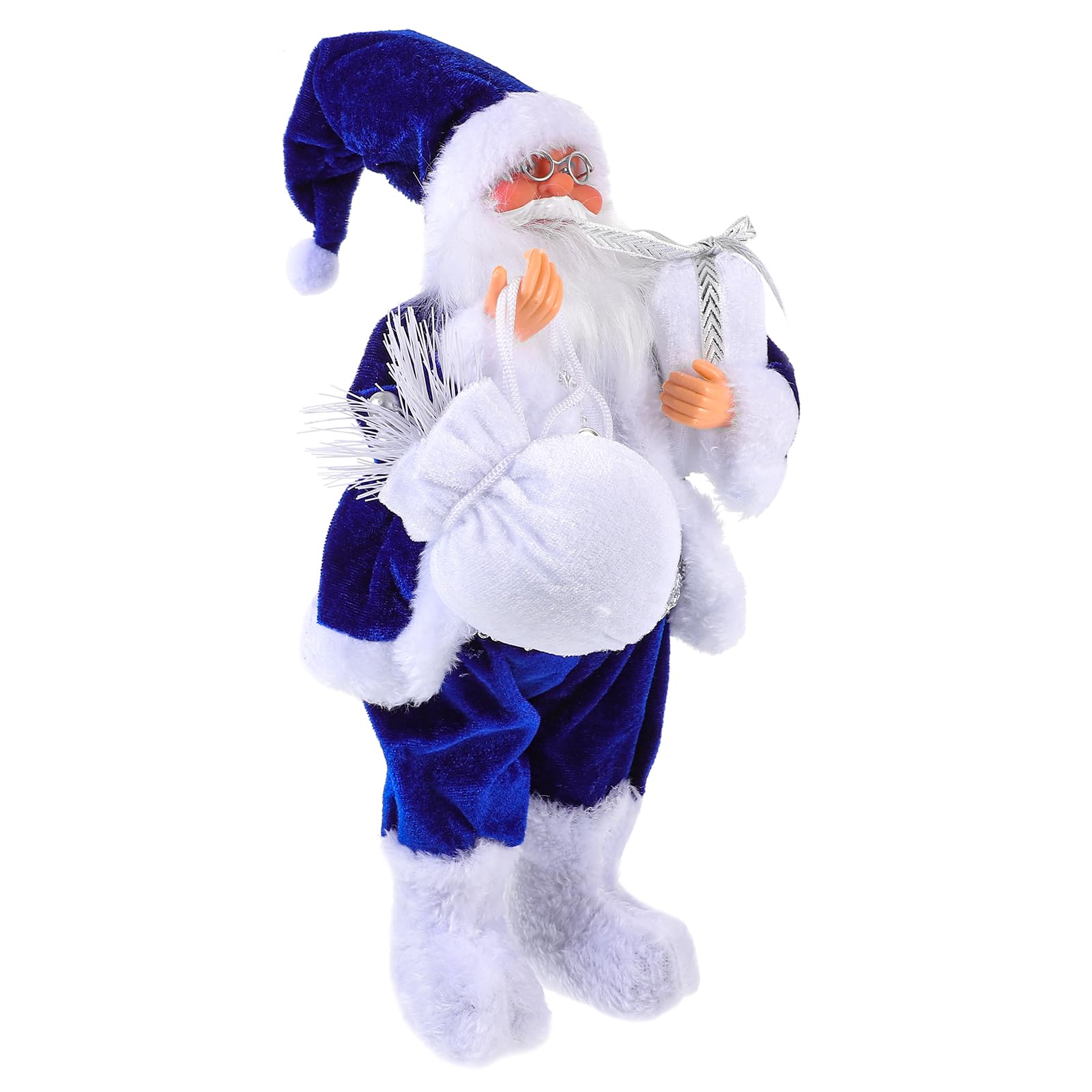 Photo 1 of LUOZZY Santa Claus Figurine Christmas Santa Claus Statue Standing Santa Claus Desktop Decoration Christmas Party Decor, Blue White