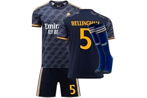 5tars 2023/24 No.5 Bellingham and No.7 Vini Jr. Jersey Kids Socks Shorts Set Short Sleeve Boys Soccer Jerseys Youth Sizes