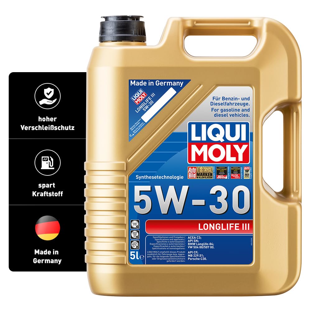 LIQUI MOLY Longlife III 5W-30 | 5 L | Synthesetechnologie Motoröl | Art.-Nr.: 20647, farblos