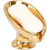 Bar Soap Holder, Soap Dish for Shower, Self Draining Soap Dish, Metallic Glossy Ceramic Soap Holder, Used for Sinks, Bathrooms, Showers,Kitchens (Golden)