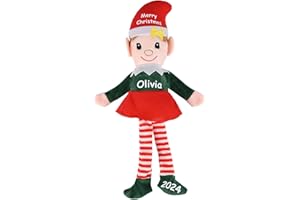 Custom Christmas Elf Doll Plush Elves Doll, Personalized Name Christmas Stuffed Elf Doll Decoration, Xmas Gift for Babies Tod