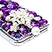 Mavis's Diary iPhone Xs Case, iPhone X Case, Full Edge Protective Plastic Case, 3D Handmade Crystal Clear Bling Diamonds Shiny Purple Rhinestone Pearl Floral Hard PC Cover
